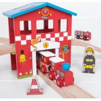 Bigjigs Rail Dřevěná vláčkodráha hasičská stanice