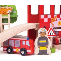 Bigjigs Rail Dřevěná vláčkodráha hasičská stanice
