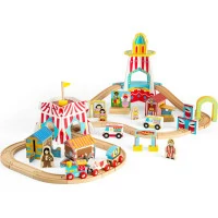 Bigjigs Rail Dřevěná vláčkodráha zábavná pouť 54 dílů