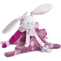 Doudou Dárková sada - Hračka s úchytem na dudlík králíček 17 cm