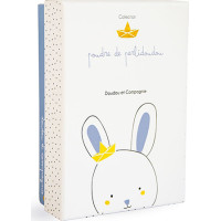 Doudou Dárková sada - Hračka s úchytem na dudlík králíček 15 cm modrý