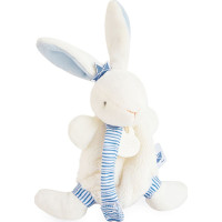 Doudou Dárková sada - Hračka s úchytem na dudlík králíček 15 cm modrý