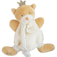 Doudou Dárková sada - Hračka s úchytem na dudlík medvídek král 15 cm