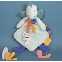 Doudou Dárková sada - Hračka s úchytem na dudlík dinosaurus zelený 23 cm