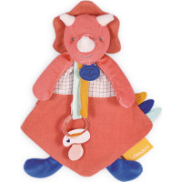 Doudou Dárková sada - Hračka s úchytem na dudlík dinosaurus růžový 23 cm