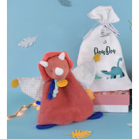 Doudou Dárková sada - Plyšový muchláček dinosaurus oranžový 25 cm