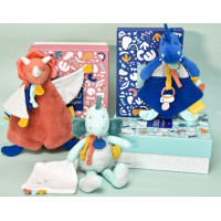 Doudou Dárková sada - Plyšový muchláček dinosaurus oranžový 25 cm