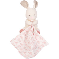 Doudou Dárková sada - Plyšový králiček s růžovou dečkou z BIO bavlny 15 cm