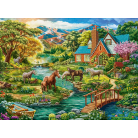 CASTORLAND Puzzle Idylický dům s koňmi 2000 dílků