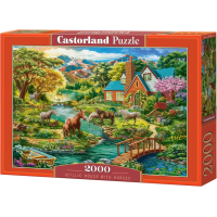 CASTORLAND Puzzle Idylický dům s koňmi 2000 dílků