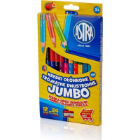 ASTRA Trojhranné oboustranné pastelky JUMBO 12 ks,24 barev