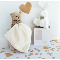Doudou Dárková sada - králíček s muchláčkem 10 cm