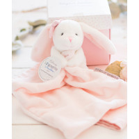 Doudou Dárková sada růžová - králíček s muchláčkem 10 cm