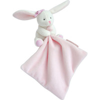 Doudou Dárková sada růžová - králíček s muchláčkem 10 cm