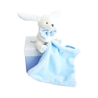 Doudou Dárková sada modrá - králíček s muchláčkem 10 cm