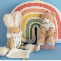 Doudou Dárková sada - plyšový zajíček s dečkou 31 cm béžový