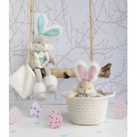 Doudou Dárková sada - plyšový zajíček s dečkou 31 cm tyrkysový