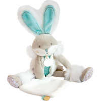 Doudou Dárková sada - plyšový zajíček s dečkou 31 cm tyrkysový