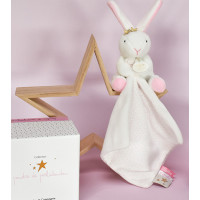 Doudou Dárková sada - Plyšový králíček s muchláčkem 10 cm ružová
