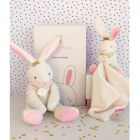 Doudou Dárková sada - Plyšová hračka růžový zajíček - hvězda 25 cm