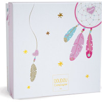 Doudou Dárková sada - plyšový muchláček růžová kočka 26 cm