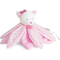 Doudou Dárková sada - plyšový muchláček růžová kočka 26 cm