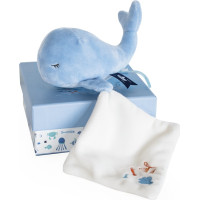 Doudou Dárková sada - Plyšová modrá velryba 15 cm