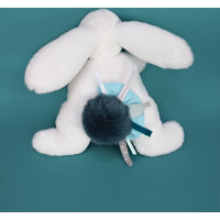 Doudou Dárková sada - Plyšový králíček s tmavě modrou bambulkou 25 cm