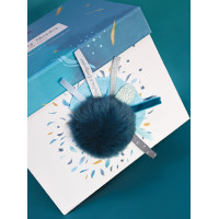 Doudou Dárková sada - Plyšový králíček s tmavě modrou bambulkou 25 cm