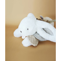 Doudou Dárková sada - Plyšový králíček s béžovou bambulkou 25 cm