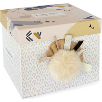 Doudou Dárková sada - Plyšový králíček s béžovou bambulkou 25 cm