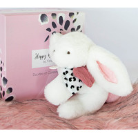 Doudou Dárková sada - Plyšový králíček s růžovou bambulkou 25 cm