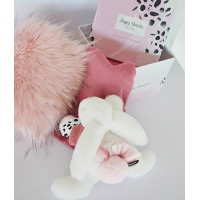 Doudou Dárková sada - Plyšový králíček s růžovou bambulkou 25 cm
