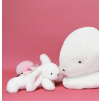 Doudou Dárková sada - Plyšový králíček s růžovou bambulkou 25 cm