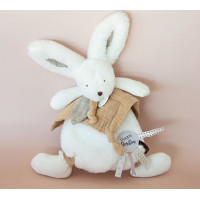 Doudou Dárková sada - Plyšový králíček s muchláčkem 25 cm béžová