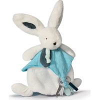 Doudou Dárková sada - Plyšový králíček s muchláčkem 25 cm modrá