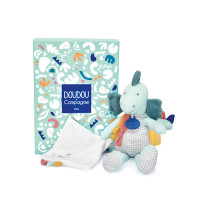 Doudou Dárková sada - Plyšový dinosaurus s dečkou 25 cm zelený