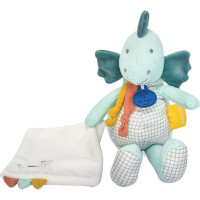 Doudou Dárková sada - Plyšový dinosaurus s dečkou 25 cm zelený