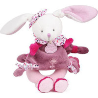Doudou Dárková sada - Plyšové chrastítko králíček 19 cm