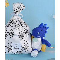 Doudou Dárková sada - Plyšový dinosaurus s dečkou 25 cm modrý