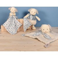 Doudou Dárková sada - Plyšový pejsek s dečkou z BIO bavlny 15 cm