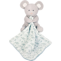 Doudou Dárková sada - Plyšová myška s dečkou z BIO bavlny 15 cm zeleno-bílá