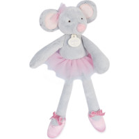 Doudou Dárková sada - Plyšová hračka myška šedá balerína 30 cm