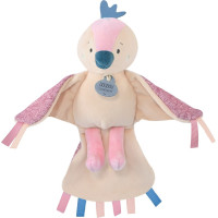 Doudou Dárková sada - hudební plyšová hračka ptáček růžový 23 cm