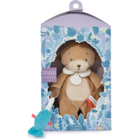 Doudou Dárková sada - plyšová hračka medvídek s rybičkou 27 cm