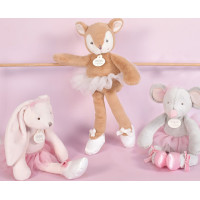 Doudou Dárková sada - Plyšová hračka myška šedá balerína 30 cm