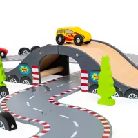 Bigjigs Rail Dřevěná autodráha závodní den