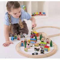 Bigjigs Rail Velká sada příslušenství dřevěné vláčkodráhy
