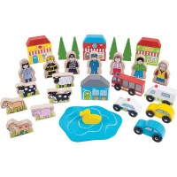 Bigjigs Rail Velká sada příslušenství dřevěné vláčkodráhy