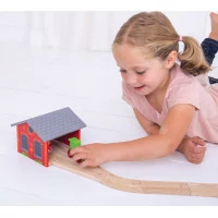 Bigjigs Rail Cihlové depo pro dva vláčky